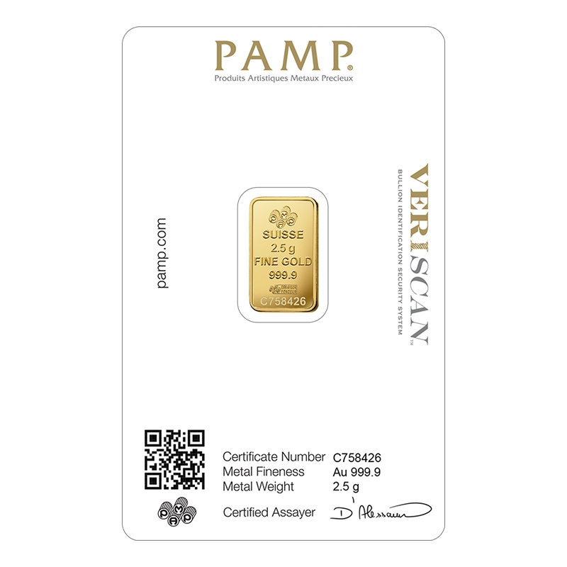 2.5 Gram PAMP Swiss Gold Bullion Bar - Image 2